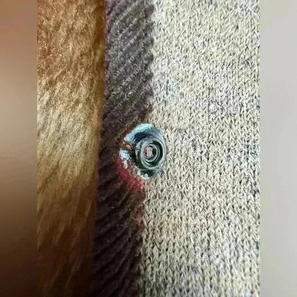 Vintage Oxford Blue Thermal Tan Brown Winter Fall Faux Acrylic Fur Lined Vest - Picture 12 of 12